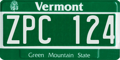 VT license plate ZPC124