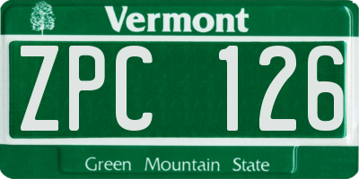 VT license plate ZPC126