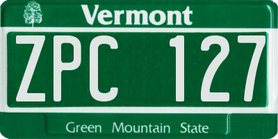 VT license plate ZPC127