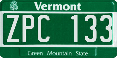 VT license plate ZPC133