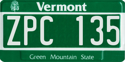 VT license plate ZPC135