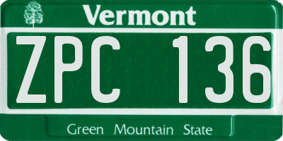 VT license plate ZPC136