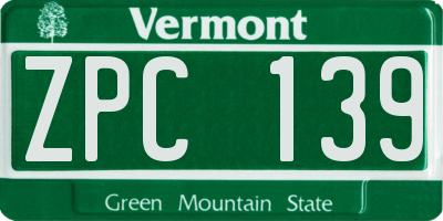VT license plate ZPC139