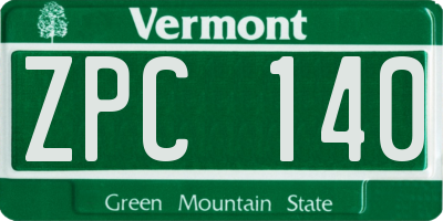 VT license plate ZPC140