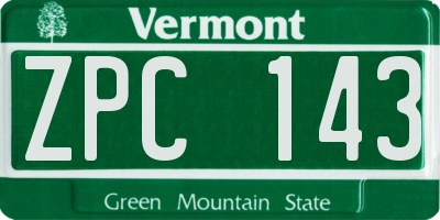 VT license plate ZPC143