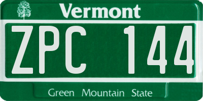 VT license plate ZPC144