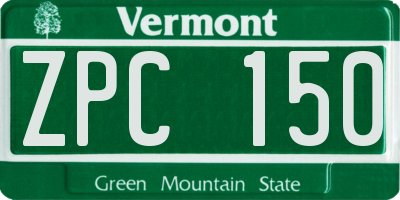 VT license plate ZPC150