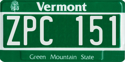 VT license plate ZPC151