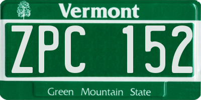 VT license plate ZPC152