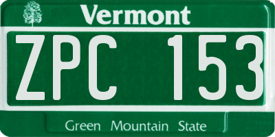 VT license plate ZPC153
