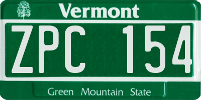 VT license plate ZPC154