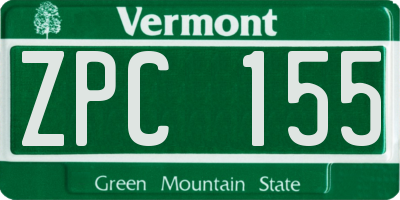 VT license plate ZPC155