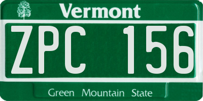 VT license plate ZPC156