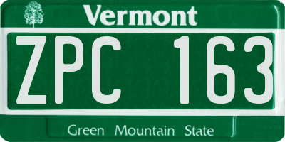VT license plate ZPC163