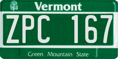 VT license plate ZPC167