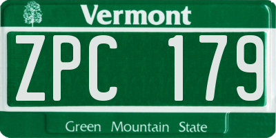 VT license plate ZPC179