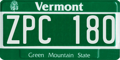 VT license plate ZPC180