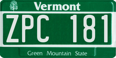 VT license plate ZPC181