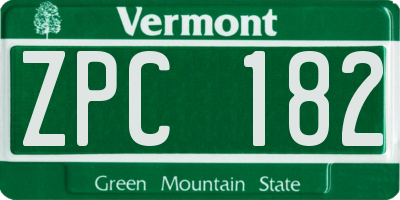 VT license plate ZPC182