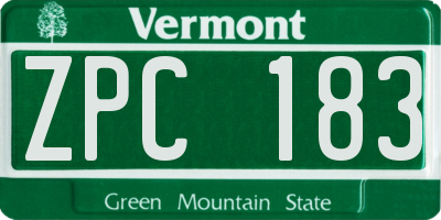 VT license plate ZPC183