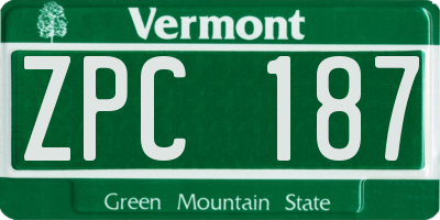 VT license plate ZPC187