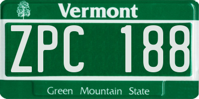 VT license plate ZPC188