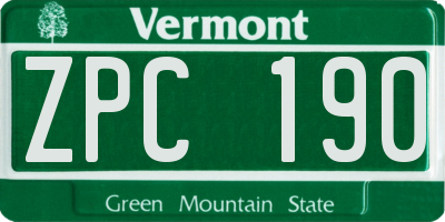 VT license plate ZPC190
