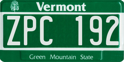 VT license plate ZPC192
