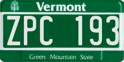 VT license plate ZPC193