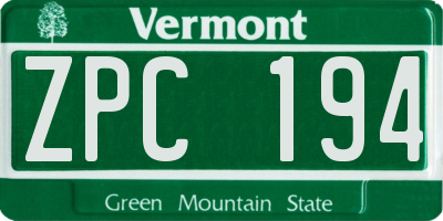 VT license plate ZPC194