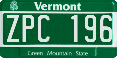 VT license plate ZPC196