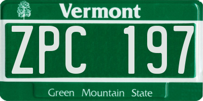 VT license plate ZPC197