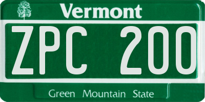 VT license plate ZPC200