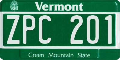 VT license plate ZPC201