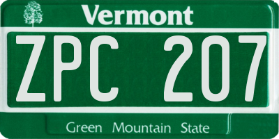 VT license plate ZPC207