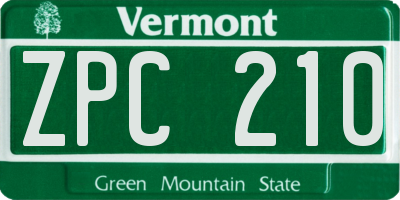 VT license plate ZPC210