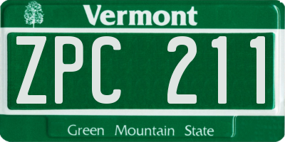 VT license plate ZPC211
