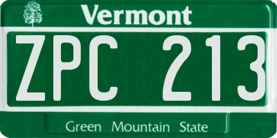 VT license plate ZPC213