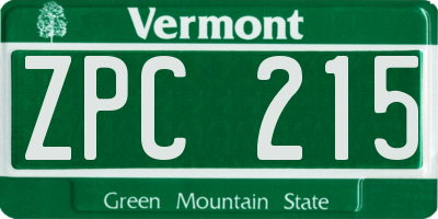 VT license plate ZPC215