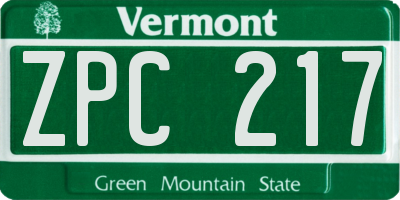 VT license plate ZPC217