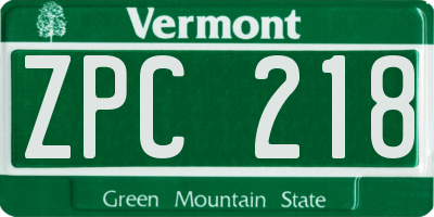 VT license plate ZPC218