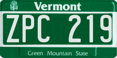 VT license plate ZPC219