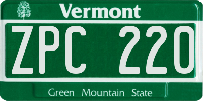VT license plate ZPC220