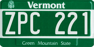 VT license plate ZPC221