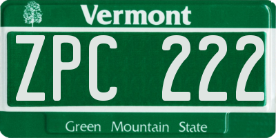 VT license plate ZPC222
