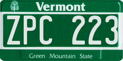 VT license plate ZPC223