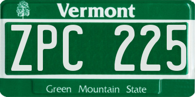 VT license plate ZPC225