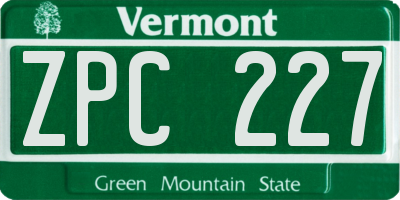 VT license plate ZPC227