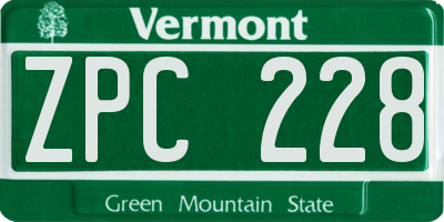 VT license plate ZPC228