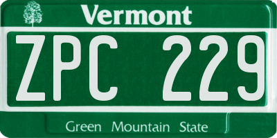 VT license plate ZPC229